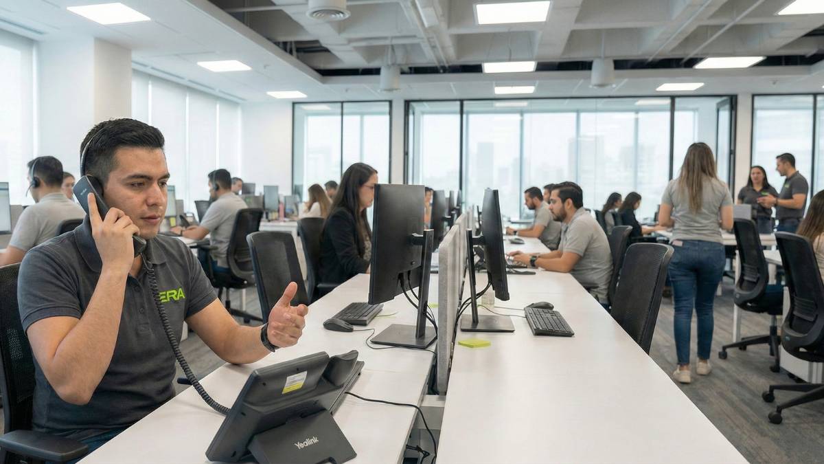 Representação de múltiplos atendentes conectados simultaneamente na plataforma ERA em operação de alta escala